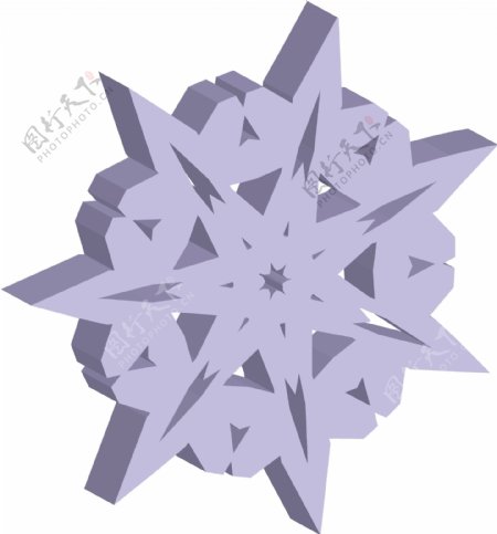 装饰素材2.5d紫色立体雪花