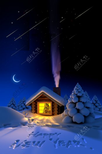 唯美星空圣诞夜晚平安夜背景素材