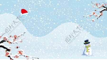 清新手绘雪山广告背景
