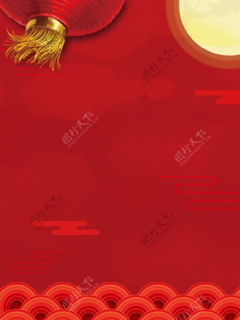 中国风新春贺岁灯笼红色背景素材