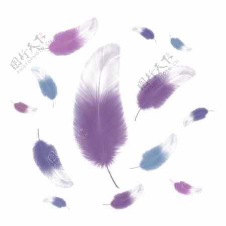 柔软蓝紫色渐变羽毛漂浮设计元素背景底纹