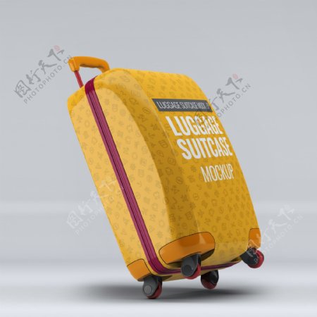 黄色行李箱样机模板