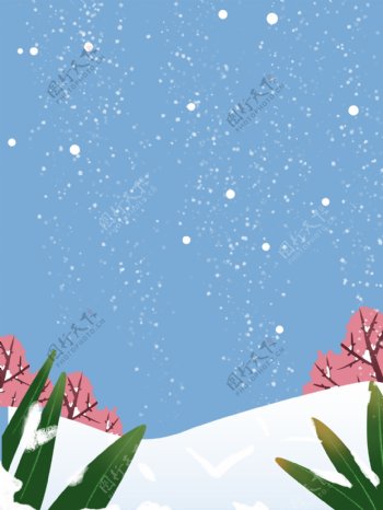 卡通小雪植物叶子背景设计