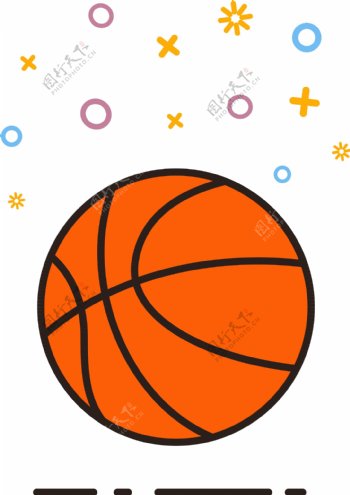 MBE图标卡通篮球橙色手绘矢量可商用素材