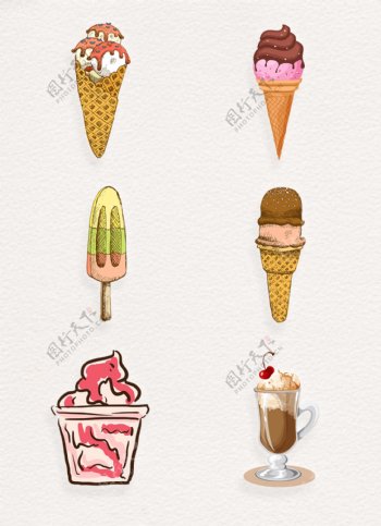 卡通彩色冰淇淋美食元素设计