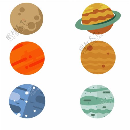 星球可爱卡通太阳系月球火星手绘