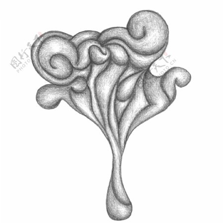 水彩灰色蘑菇素描