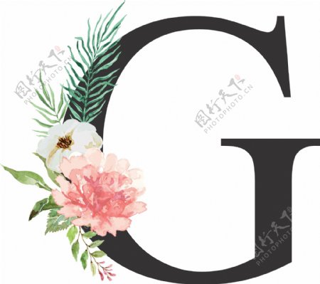 创意婚礼季字母G浪漫花朵