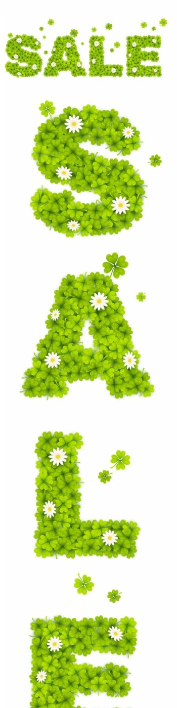 绿色花朵SALE字体设计矢量素材
