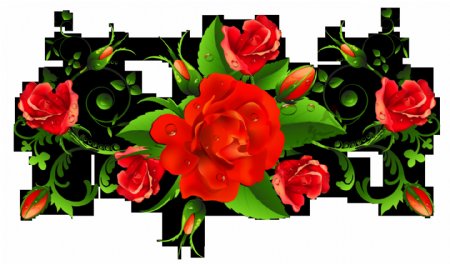 清新美丽手绘红色玫瑰花装饰元素