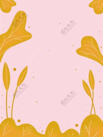 彩绘黄色植物叶子背景设计