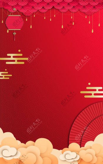 红色剪纸2019新年背景设计