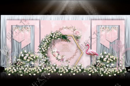 粉色婚礼迎宾区效果图