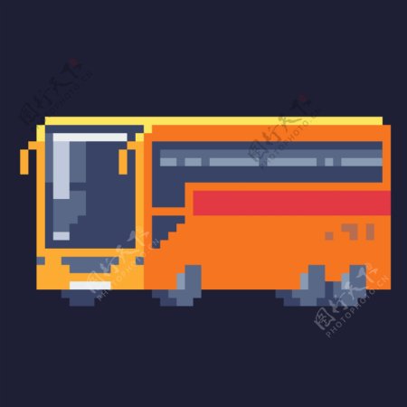 公交车汽车像素化ui图标icon