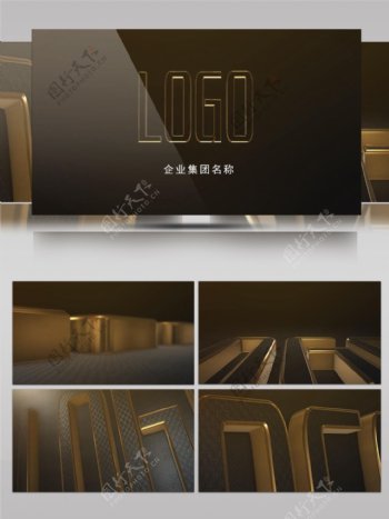 三维立体金色文字LOGO演绎AE模板