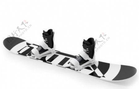 黑白混色滑板模型素材