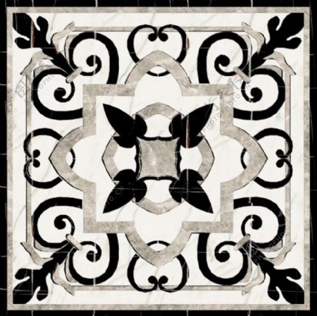 黑白欧式后现代设计花纹地板贴图