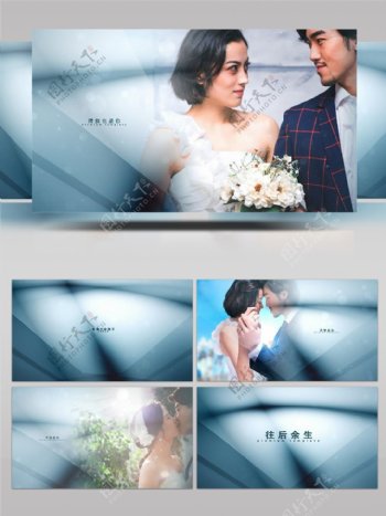 浅色光影重叠下的图像内容展示效果AE模板