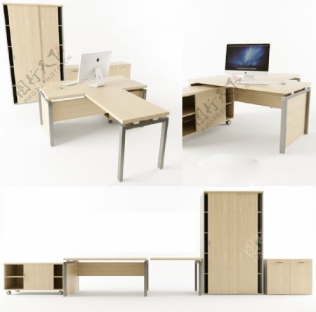 现代木质实用电脑桌3d模型
