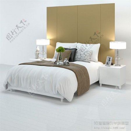 现代卧室大床模型下载