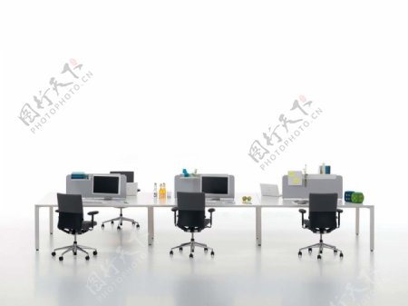 现代时尚简约办公桌椅组合3d模型