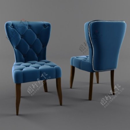 简约蓝色沙发椅3d模型