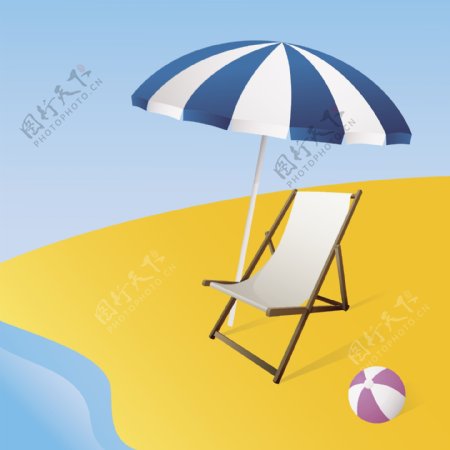 沙滩椅矢量素材