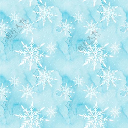 淡蓝色雪花背景填充图案素材