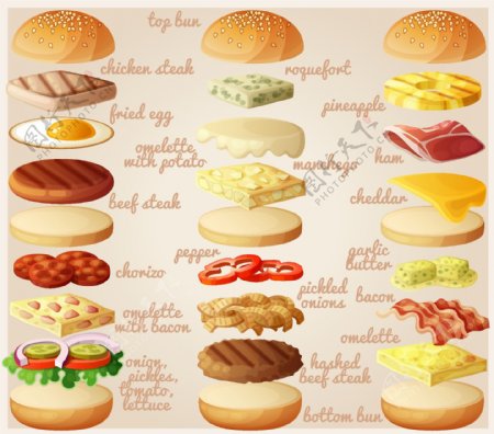 美食汉堡图标矢量素材