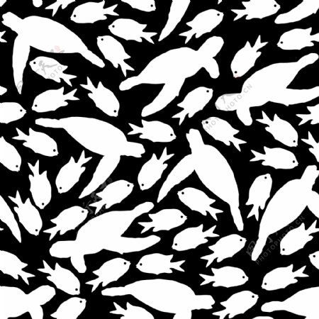 夏季海洋动物水彩diy纹理图案素材
