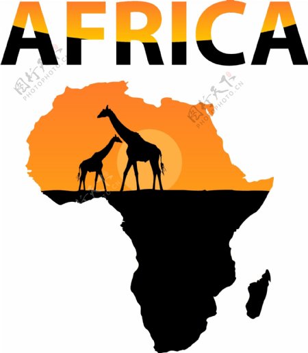 非洲矢量海报长颈鹿