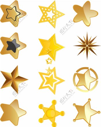 金黄色的五角星矢量元素可商用