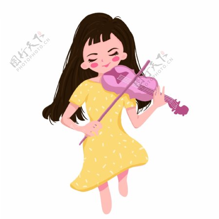 弹小提琴的女孩元素