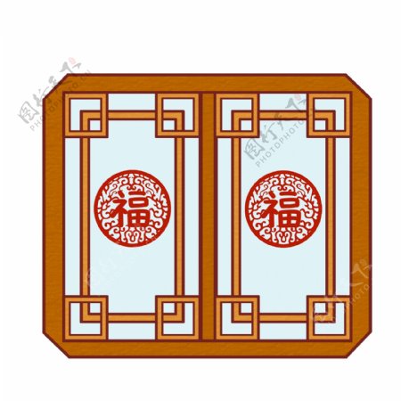 传统中国风新年门窗福贴元素设计