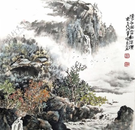 传统山水画国画刘俊良作品中国风