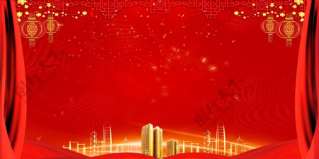 红色喜庆新年晚会背景设计