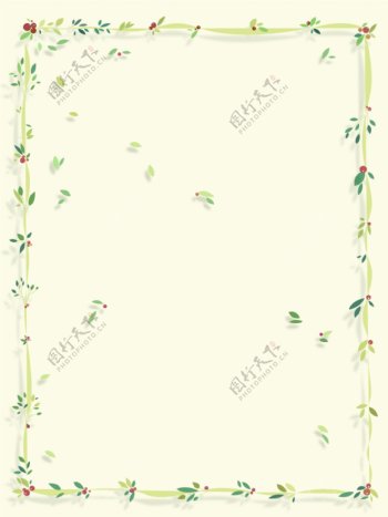 纯原创花边植物花卉小清新格子边框背景