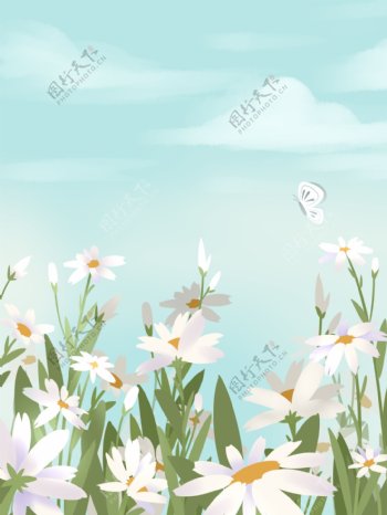 彩绘清新植物花卉背景设计