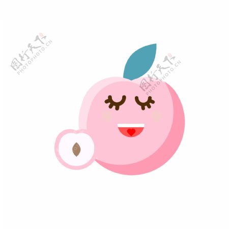 蔬菜水果桃子粉色可爱卡通形象手绘