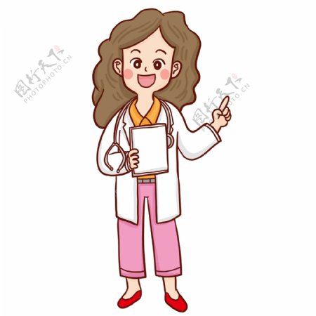 卡通手绘一个女医生漫画设计