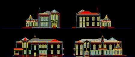 欧式别墅外立面CAD