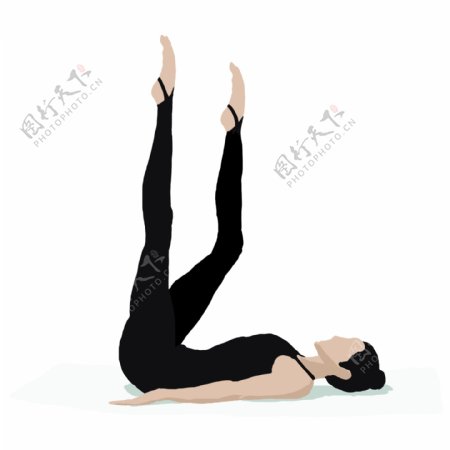 手绘运动瑜珈女孩免抠元素