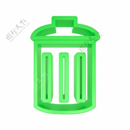 C4D绿色环保垃圾桶立体图标