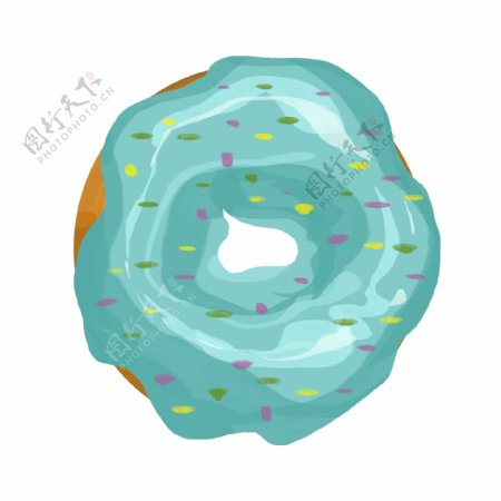 手绘绿色甜甜圈插画