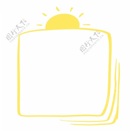 手绘框简约黄色太阳方框免扣