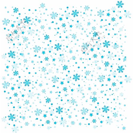 圣诞节卡通扁平漂浮蓝色雪花元素