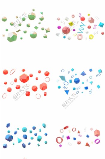 C4D卡通彩色糖果色悬浮颗粒素材合集