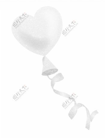 银色心形气球png素材