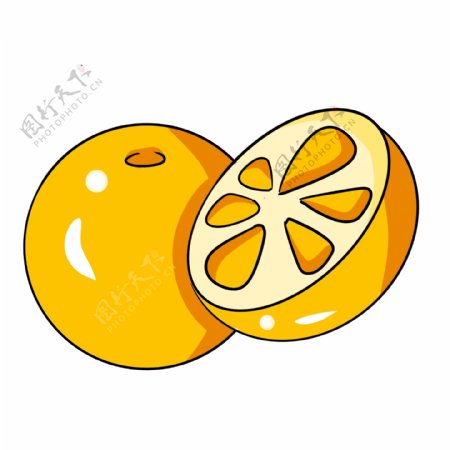 黄色手绘柠檬水果元素