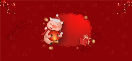猪年红色中国风梅花背景